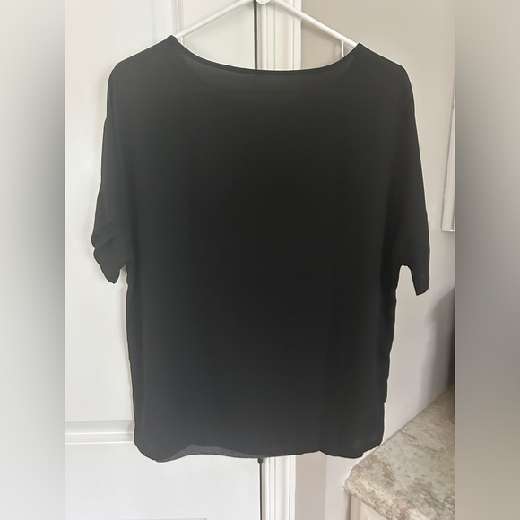 Ann Taylor Loft Women's Gray Black Short Sleeves Blouse Top Medium - Picture 3 of 10